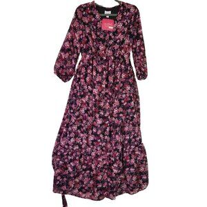 Isabel Maternity Womens size S Dress Multicolor Floral 3/4 Sleeve Lined Prairie
